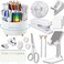 suniya Office Supplies White Desk AccessoriesDesk OrganizerPhone StandScissorsStaplerTape DispenserBinder clipsStaplesstaple removerSticky NotesIndex TabsClear TapeMini Box CutterCool Pen16pcs