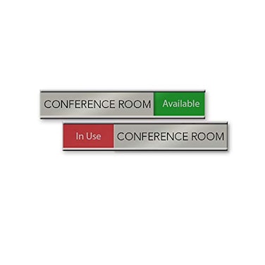 NapTags Quality SatinAluminum Conference Room Slider Signs 6 x 1 Made in the USA RedGreen