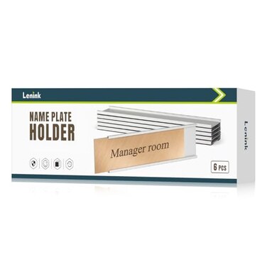 Lenink 6 Pack Name Plate Holder Wall Mount Office Door Name Plate Holder for Meeting Room Business Department Warning Area 8 X 2 Silver