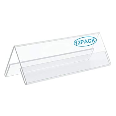 AITEE Acrylic 12 Pack Name Plates for Desks 3x85 Clear Tent Name Plate Display for Office Conference Reusable Name Tent Holder for Business Training Event