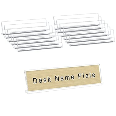 AITEE Acrylic 12 Pack Name Plates for Desks 2x8 Clear Desk Name Plate Personalized Desk Sign Holder for Table Display Tent Name Plate Display for Office Conference Business EventSchool Classroom