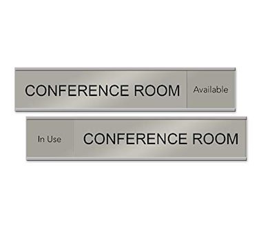 NapTags Quality SatinAluminum Conference Room Slider Signs 10 x 2 Made in the USA Silver