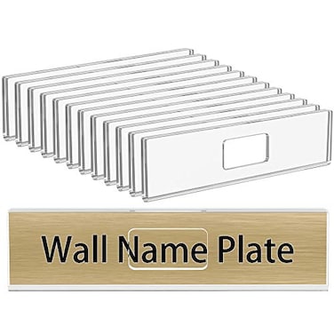 NIUBEE 12 Pack Acrylic Wall Name Plate Holder 2x8 InchClear Plastic Sign Holder Horizontal with Double Sided TapeDoor Name Plates Set Small License Plates Frame For Office Home Classroom Teacher