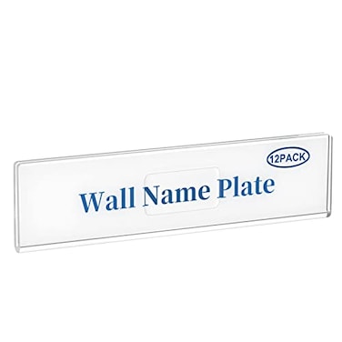 AITEE Acrylic 12 Pack Wall Name Plates Holder for Desks 2x8 Clear Wall Mount Name Plate Display with 3M Tapes Floating Door Name Plates Set for Office Home School Classroom Teacher