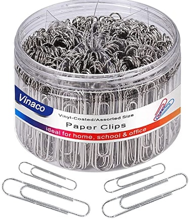 Vinaco Paper Clips Non Skid 500PCS Medium and Jumbo Paper Clips 13 inch 20 inch Durable Rustproof Coated Paperclip Great for Office School and Personal Use