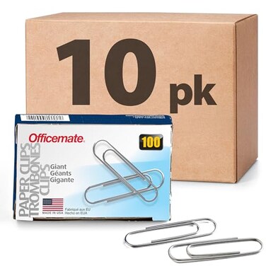 Officemate Giant Paper Clips Pack of 10 Boxes of 100 Clips Each 1000 Clips Total 99914