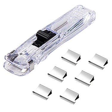 mollensiuer 1 Piece Portable Transparent Plastic Handheld Paper Clam Dispenser Paper Clipper with 50 Metal Refill Clips for School Office