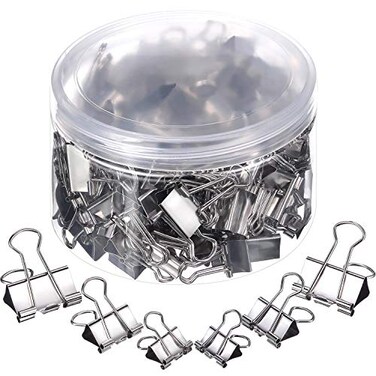TecUnite 150 Pcs Black Binder Clips Assorted Sizes Silver Paper Clamps Clips Large Medium Small Office Supplies