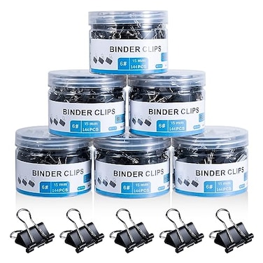 EFOK Small Binder Clips Bulk 864 PCS Mini Binder Clips 15mm Paper Clip 58 Inch Paper Clamps Micro Black Metal Binding Paperwork Clamp School Teachers Office Supplies