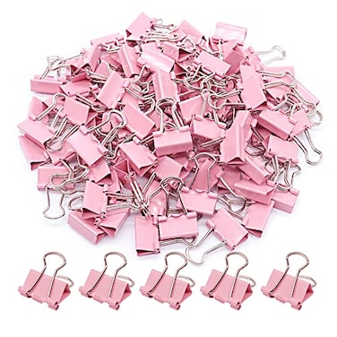 YCVIORING Pink Binder Clips Mini Paper Clip Small Paper Clamps 15mm 58 inch 100 Pack Micro Size Office Clips for Home School and Business Pink