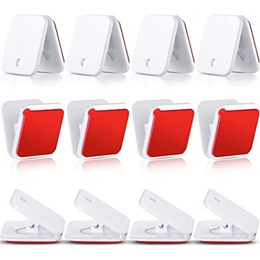 Jetec Self Adhesive Wall Clips Shower Curtain Photo Clips for Paper Flag Hanger DoubleSided Spring for Teachers Poster Home Office RopeWhite12 Pieces