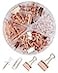 CREECHWA Paper Clips and Binder Clips Set Metal Assorted Sized Binders with Push Pins Cute Office Supplies for Desk Desk Accessories Rosegold
