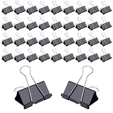 V-chen 144 Pcs Binder Clips 1Inch Medium Paper Clamps for Document Clamp File Wide Metallic Office School and Home SuppliesBlack
