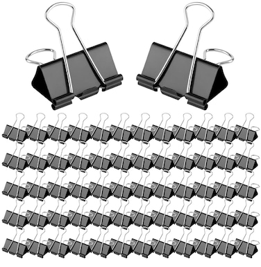 WinJiaYao 60 Pack Large Binder Clips 16 Inch Binder Clips Large SizeBig Paper Clamps Clips Clips for Paperwork for Office and Home Supplies School Black