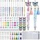 Qeeenar 130 Pcs Beadable Pens Kit Butterfly Bead Plastic Ballpoint Pen with Assorted Spacer Silicone Bead Tassel Lobster Clasp and Packaging Bag for Keychain Making Office Friends Gift Black Ink