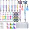Qeeenar 130 Pcs Beadable Pens Kit Butterfly Bead Plastic Ballpoint Pen with Assorted Spacer Silicone Bead Tassel Lobster Clasp and Packaging Bag for Keychain Making Office Friends Gift Black Ink
