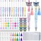 Qeeenar 130 Pcs Beadable Pens Kit Butterfly Bead Plastic Ballpoint Pen with Assorted Spacer Silicone Bead Tassel Lobster Clasp and Packaging Bag for Keychain Making Office Friends Gift Black Ink