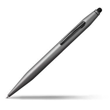 Cross Tech2 Titanium Gray DualFunction Pen Ballpoint Pen with BuiltIn Stylus Swivel Action Refillable for LongLasting Use Smooth Effortless Writing Black Ink GiftReady