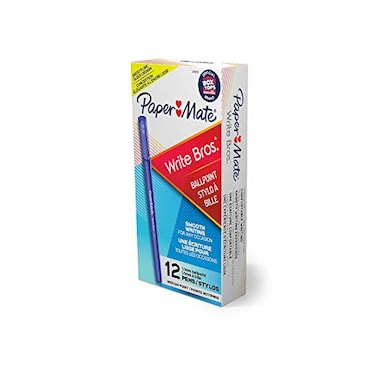 Paper Mate Write Bros Ballpoint Pens Medium Point 10mm Blue 12 Count Smooth Ink Sleek Design