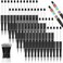 Crtiin 100 Pieces Plastic Beadable Pen Bulk Kit 50 Bead Ballpoint Shaft Black Ink Beaded Pens with 50 Refills for DIY Making Gift for OfficeBlack