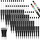 Crtiin 100 Pieces Plastic Beadable Pen Bulk Kit 50 Bead Ballpoint Shaft Black Ink Beaded Pens with 50 Refills for DIY Making Gift for OfficeBlack
