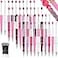 Crtiin 100 Pieces Plastic Beadable Pen Bulk Kit 50 Bead Ballpoint Shaft Black Ink Beaded Pens with 50 Refills for DIY Making Gift for OfficePink Purple
