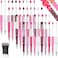 Crtiin 100 Pieces Plastic Beadable Pen Bulk Kit 50 Bead Ballpoint Shaft Black Ink Beaded Pens with 50 Refills for DIY Making Gift for OfficePink Purple