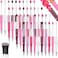 Crtiin 100 Pieces Plastic Beadable Pen Bulk Kit 50 Bead Ballpoint Shaft Black Ink Beaded Pens with 50 Refills for DIY Making Gift for OfficePink Purple