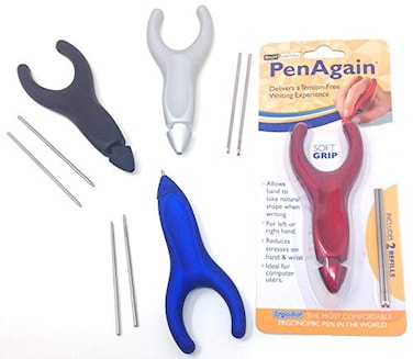 Penagain Ergosof Ballpoint Pen Set of 4 Colors Black Silver Red and Blue Individually Packaged with Two Refills Per Pen Limited Edition