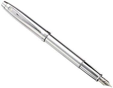 Sheaffer 100 Brushed Chrome Fountain Pen with Chrome Trim and Fine Nib
