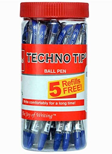 Cello Technotip Ball Pen Jar 20 Pens with 5 free Refills Blue