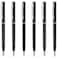 Unibene 6 Pack Slim Metallic Retractable Ballpoint Pens Matte Black Chrome Metallic Retractable 10mm Medium Point Black Ink with 6 Stainless Steel Refills for Business Office Gift