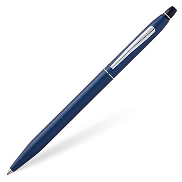 Cross Click Blue Lacquer Ballpoint Pen with Chrome Appointments and Bonus Slim Gel Refill