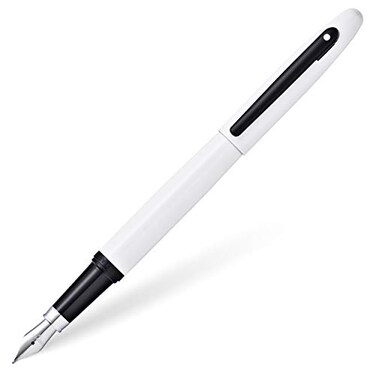 Sheaffer VFM Glossy White Lacquer wMatte Black Powder Coated Appointments and Fine Nib Fountain Pen