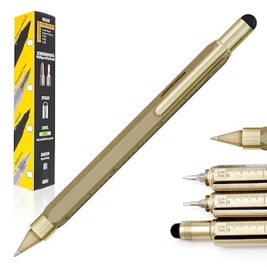 Monteverde USA 9in1 Tool Ballpoint Pen in Brass HandMachined Multifunctional Pen with Stylus Screwdrivers Level and Ruler Exclusive Collection Ideal Gift for Engineers