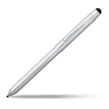 Cross Tech3 Lustrous Chrome Multifunction Pen Multifunctional Pen Pencil for Versatile Use Multiple Writing Tips 2Way Rotation Mechanism Builtin Stylus Corporate Gifts Black Ink