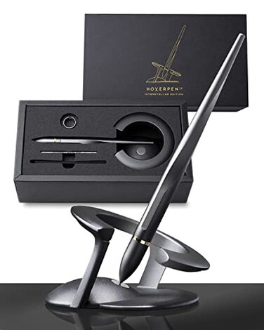 novium Hoverpen Interstellar Space Black Ballpoint Pen 18K Goldplated Pen Ring 235 Degree Angle Schmidt Ballpoint Refill No Spills No Spotting No Explosions