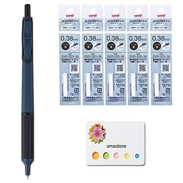 amazdone uni Jetstream EDGE 038 Oilbased Ballpoint Pen Prussian blue BodySXN10033810Jetstream EDGE 038mm Oilbased Ballpoint pen refillSXR20338 Black 5 set Sticky Notes Value Set