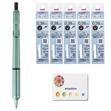amazdone uni Jetstream EDGE 038 Oilbased Ballpoint Pen Mint green BodySXN10033831Jetstream EDGE 038mm Oilbased Ballpoint pen refill SXR20338 Black 5 set Sticky Notes Value Set