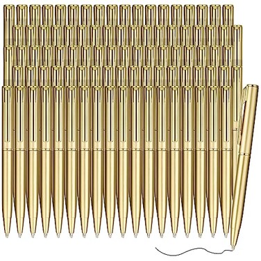 Teling 72 Pcs Small Ballpoint Pen Mini Pens Bulk 4 Inch Short Small Tiny Black Ink Ballpoint Writing Tool for Notebook Pockets Signature Notepads School OfficeGoldClassic Style