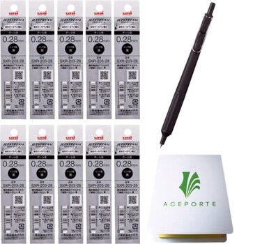 ACEPORTE Uni Jetstream EDGE 028mm Oilbased Ballpoint Pen Black Body 10 Black Refills Sticky Notes Value Set