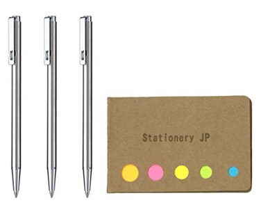 Stationery JP Zebra Techo T3 Mini Ballpoint Pen for Notebook 07 mm Black Ink 3pack Sticky Notes Value Set