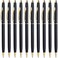 Cambond Slim Ballpoint Pens Bulk Black Ink 10mm Medium Point Retractable Metal Pen for Police Uniform Flight Attendant Office 10 Pack Black Barrel