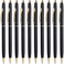 Cambond Slim Ballpoint Pens Bulk Black Ink 10mm Medium Point Retractable Metal Pen for Police Uniform Flight Attendant Office 10 Pack Black Barrel