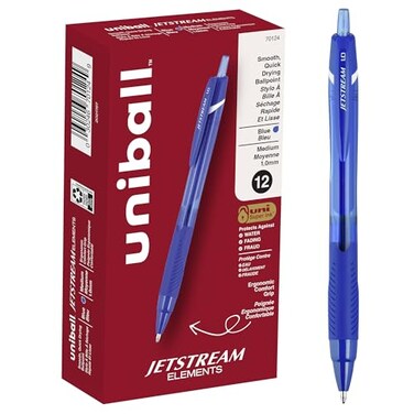 Uni-Ball uniball Jetstream Elements Ballpoint Pens Medium Point 10mm Blue 12 Pack