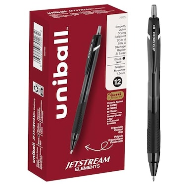 Uni-Ball uniball Jetstream Elements Ballpoint Pens Medium Point 10mm Black 12 Pack