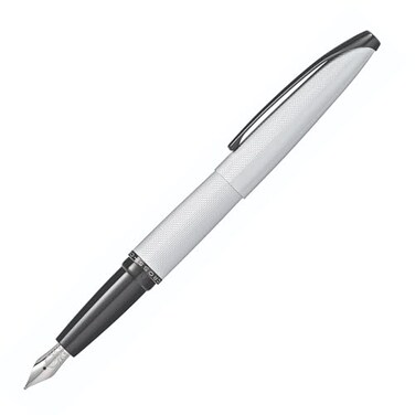Cross ATX Brushed Chrome Fine Nib Fountain Pen Refillable Pen for Smooth Writing Black Ink Comfortable Grip LongLasting Professional Office Supplies Gift Box Included
