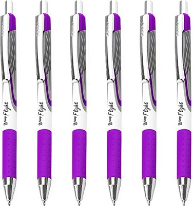 Zebra Pen Classic ZGrip Flight Ballpoint Pens 12mm Bold Nib Pack of 6 in Envelope Gift Packaging Purple