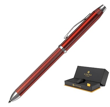 Cross Tech3 Engraved Refillable MultiFunction Ballpoint Pen with Stylus Medium Ballpen And Pencil Includes Premium Gift Box Translucent Red