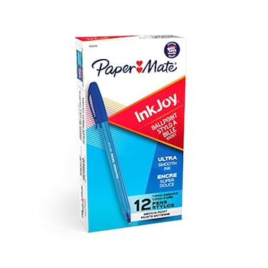 Paper Mate InkJoy 100ST Ballpoint Pens 10mm Medium Point Blue Box of 12 1951256